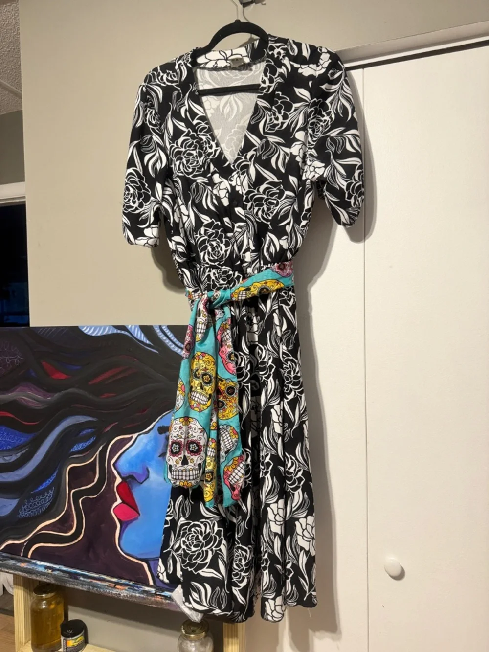 Black White Floral Maxi Dress 3XL | Breezy Boho Summer Frock - Picture 2 of 11